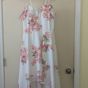 Floral White and Pink Kids Dress